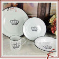 ceramic circular dinner plate set with crown decoration